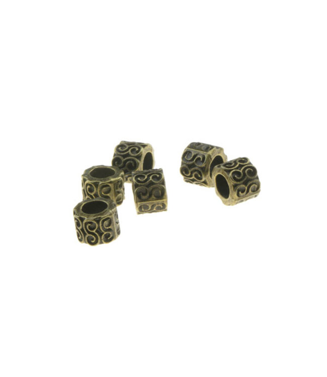 Dreadlock bead 6 stuks golven bronskleurig