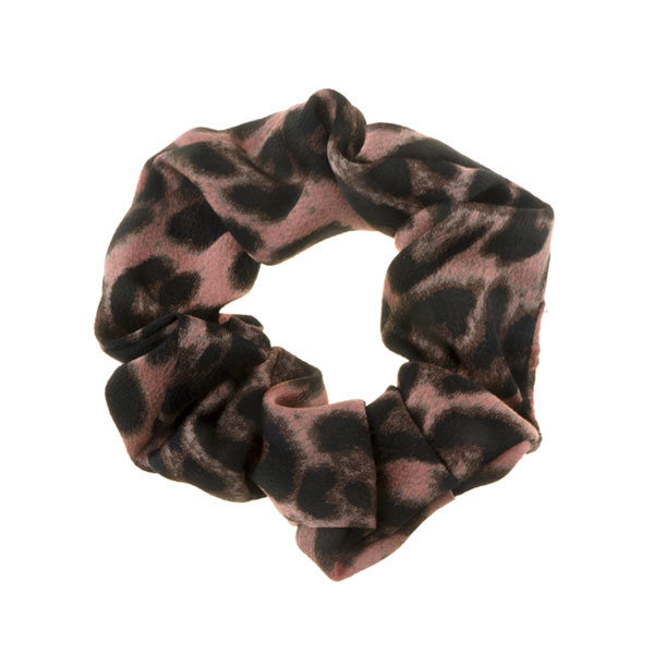 Scrunchie panterprint oud roze