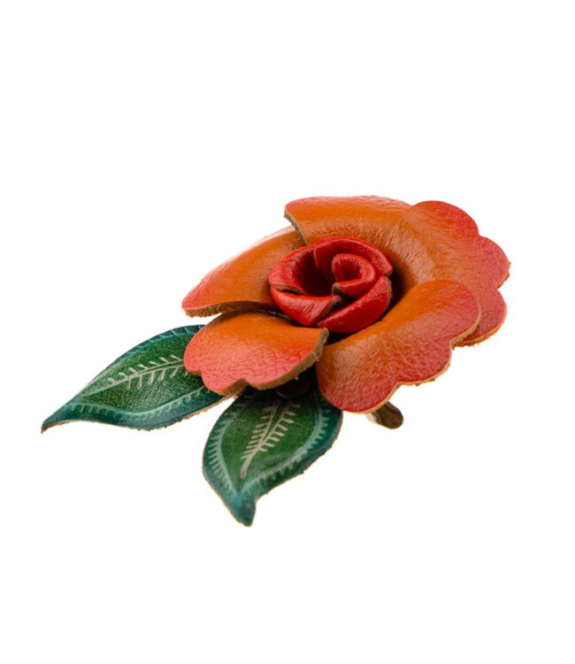 Haarbloem leer Urban Hippies oranje