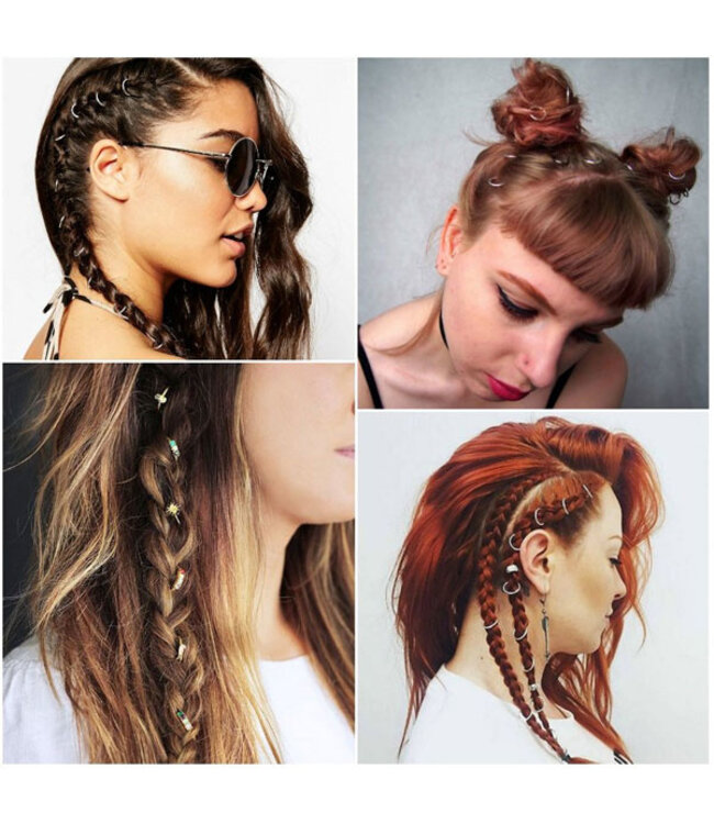 Hair rings set 9 stuks zwart