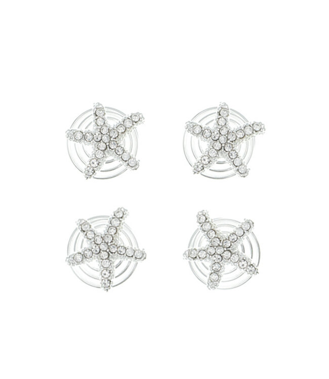 Curlies zilverkleurig zeester 4 stuks