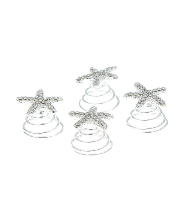 Curlies zilverkleurig zeester 4 stuks