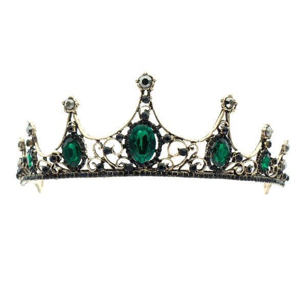 Tiara goudkleurig edelstenen groen