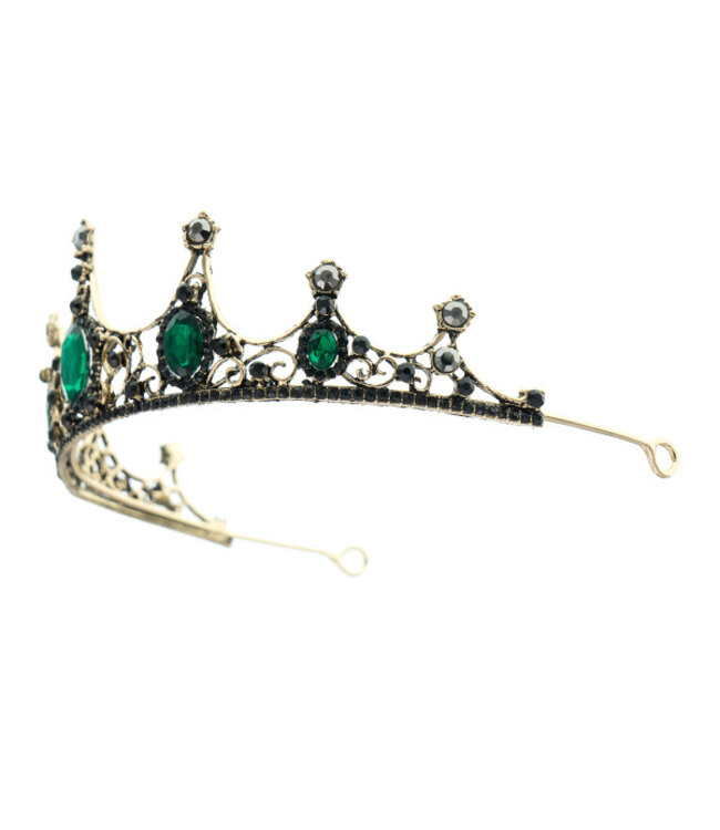 Tiara goudkleurig edelstenen groen