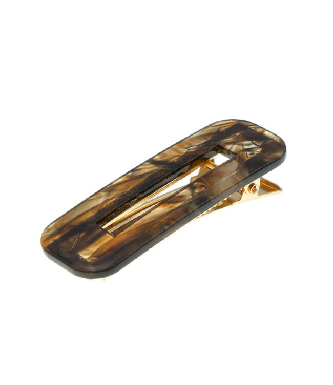 Haarclip rechthoekig bruinkleurig