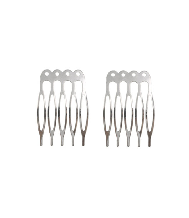 Haarkam zilverkleurig basic 2 stuks