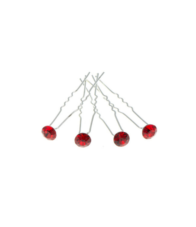Haarpinnen met facetsteen in de kleur rood 4 stuks