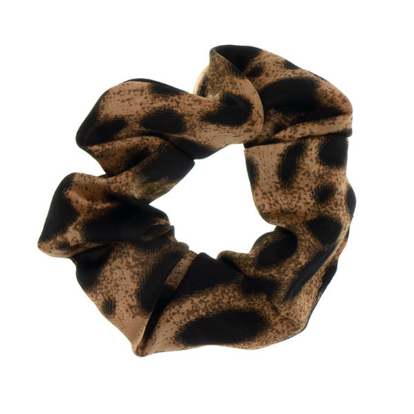 Scrunchie panterprint bruinkleurig