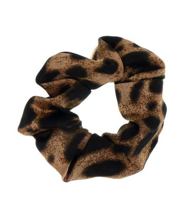 Scrunchie panterprint bruinkleurig