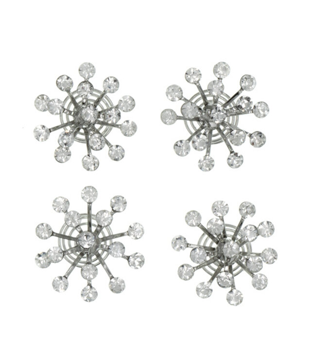 Curlies kristal bloem zilverkleurig 4 stuks