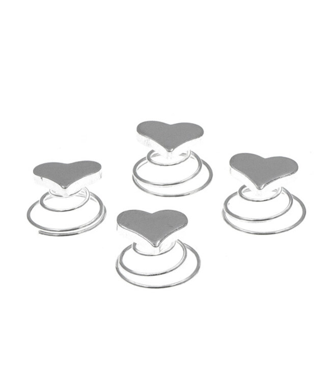 Curlies hartje zilverkleurig 4 stuks