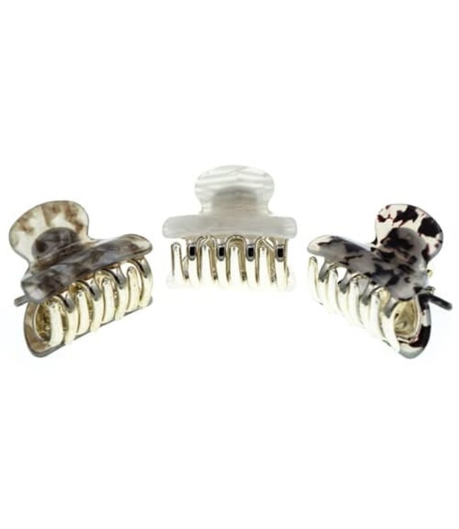 Haarklem zwart/wit/grijs 3 stuks