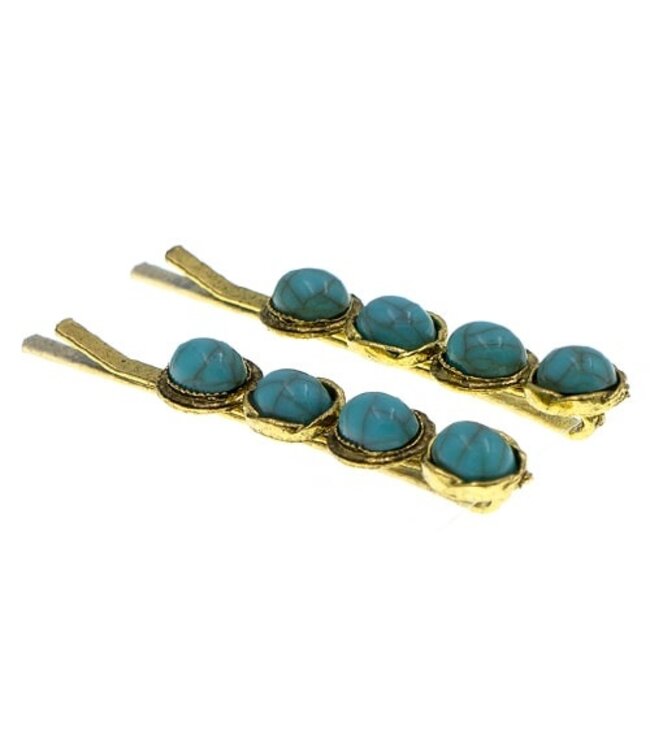 Haarschuifjes vier stenen marmer groen