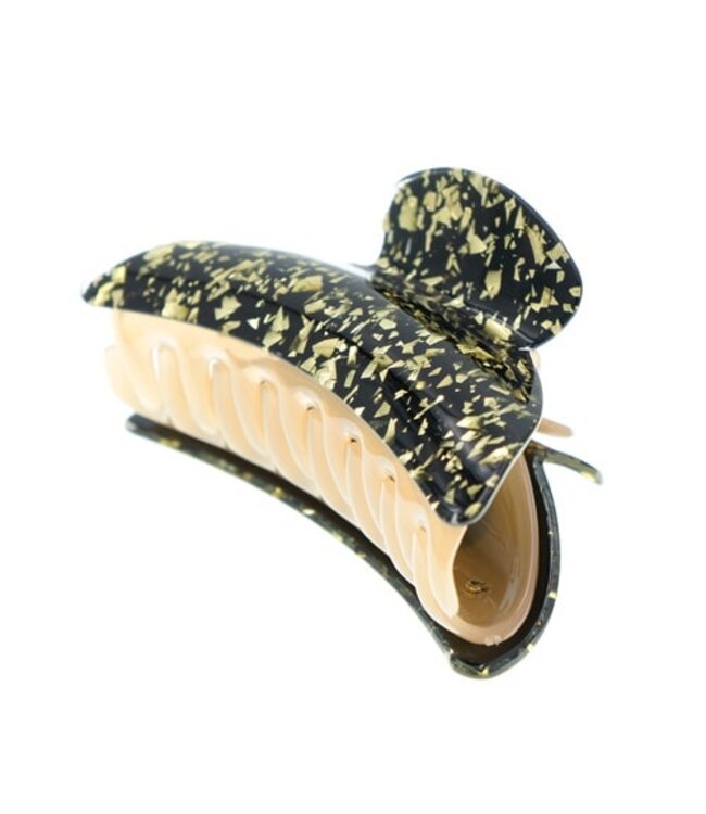 Haarklem zwart goudkleurige glinstering