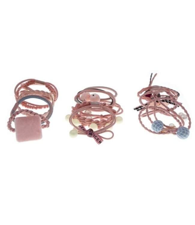 Gift set haarelastieken 15 stuks roze
