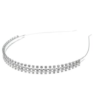 Goudhaartje Diadeem zilverkleurig drie banen strass