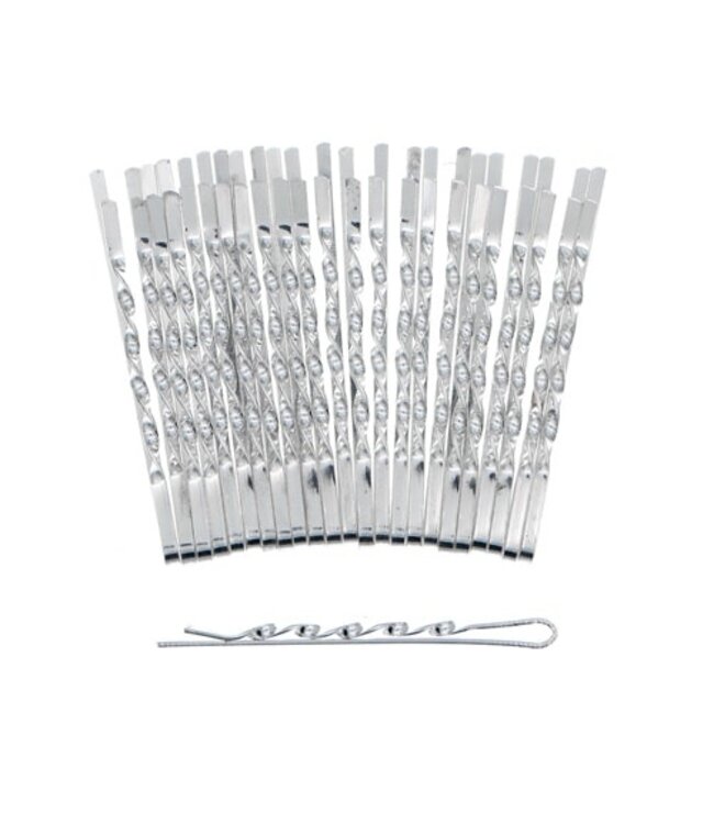 Haarschuifjes twist 24 stuks zilverkleurig
