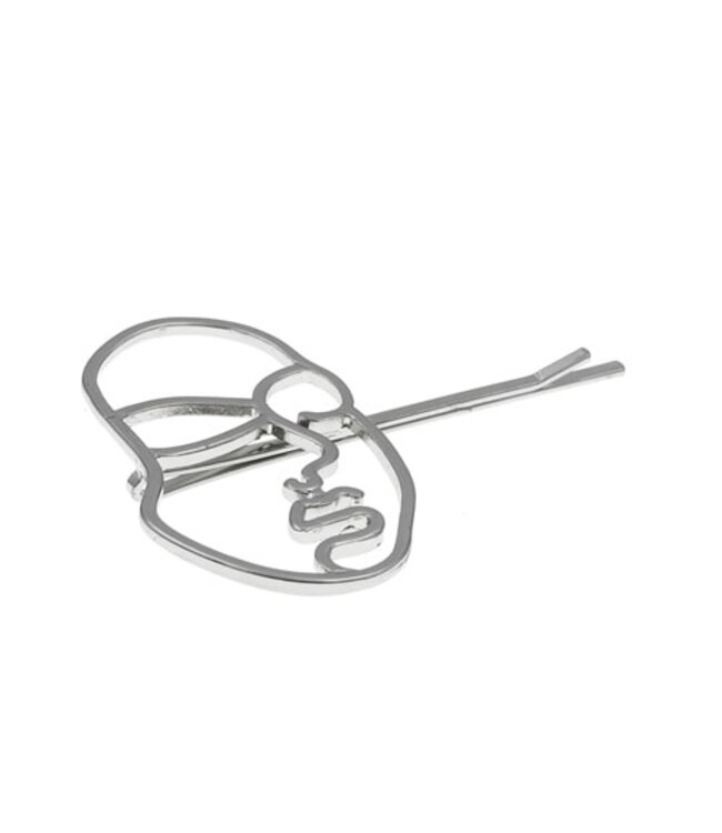 Haarschuifje zilverkleurig gezicht