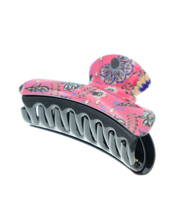 Haarklem vrolijke bloemen roze