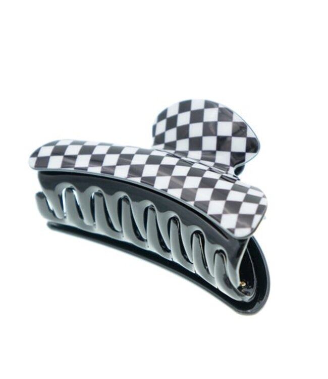 Haarklem zwart wit geblokt