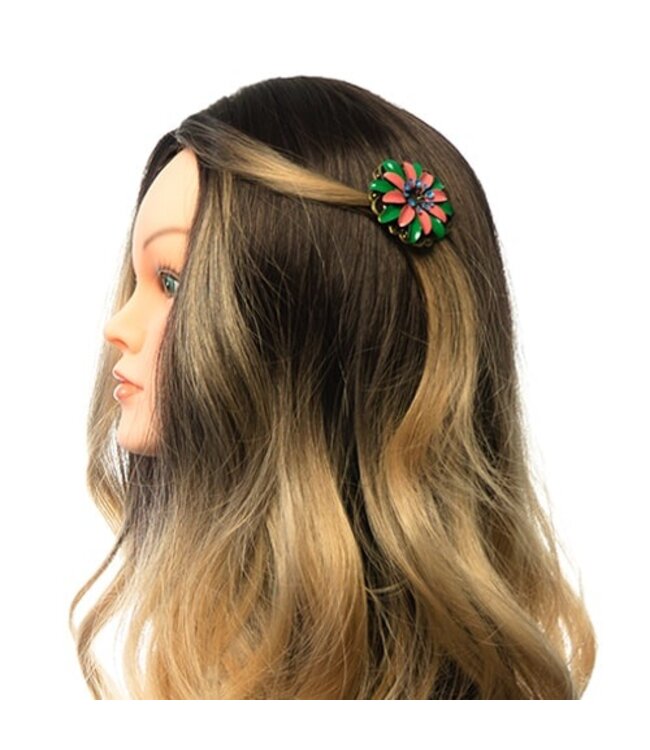 Haarbloem Urban Hippies roze groen