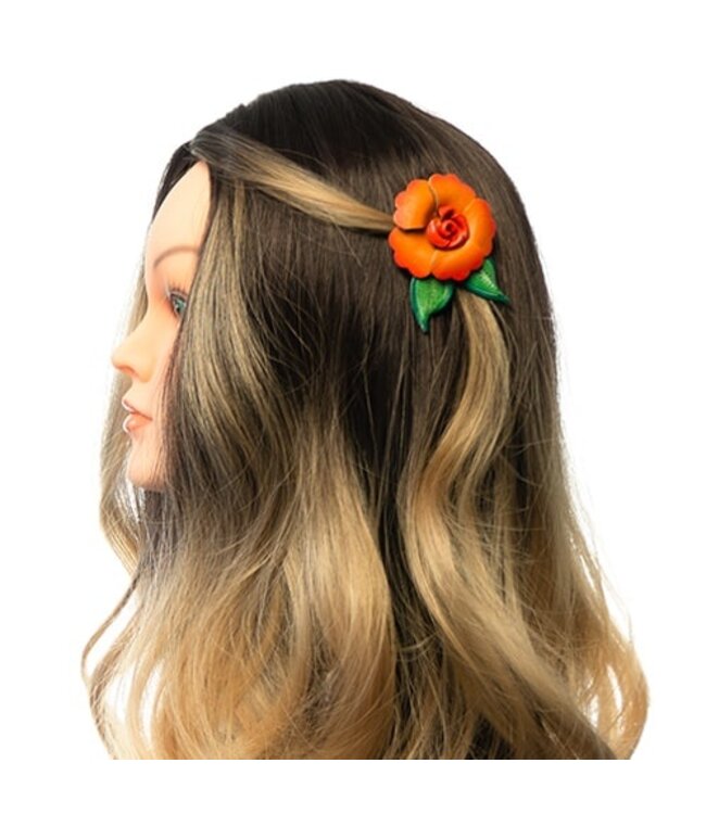 Haarbloem leer Urban Hippies oranje