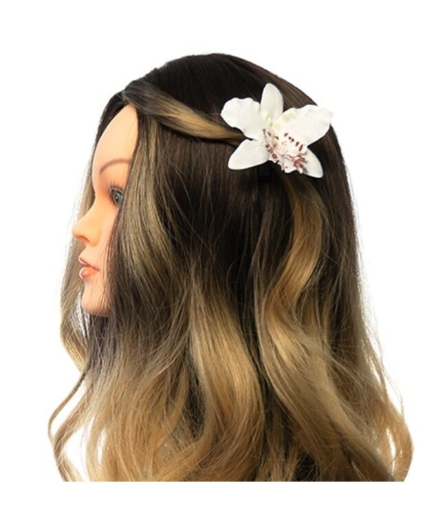 Orchidee haarbloem op alligator knipje wit