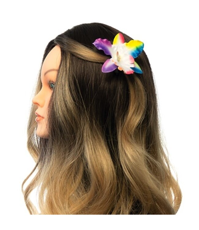 Orchidee haarbloem kleur op alligator knipje