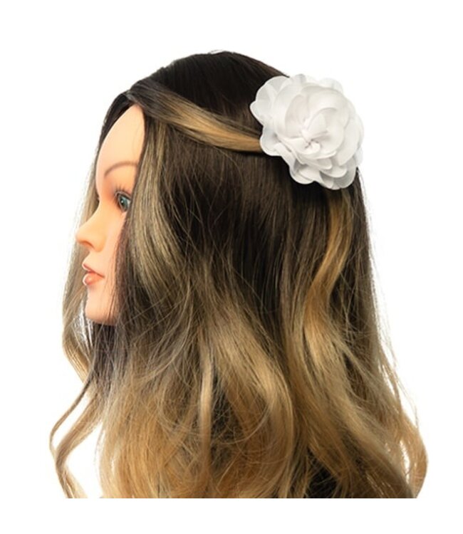 Haarbloem roos wit op alligator knipje