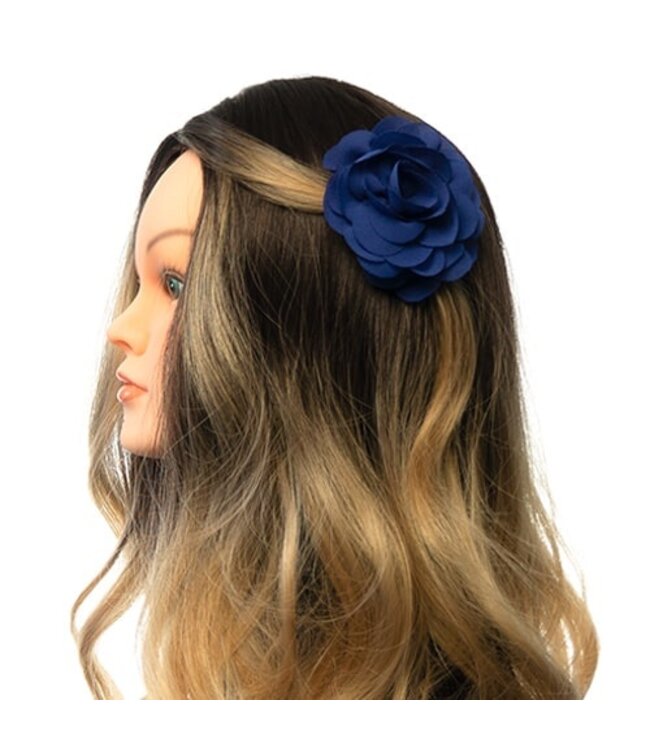 Haarbloem roos blauw op alligator knipje