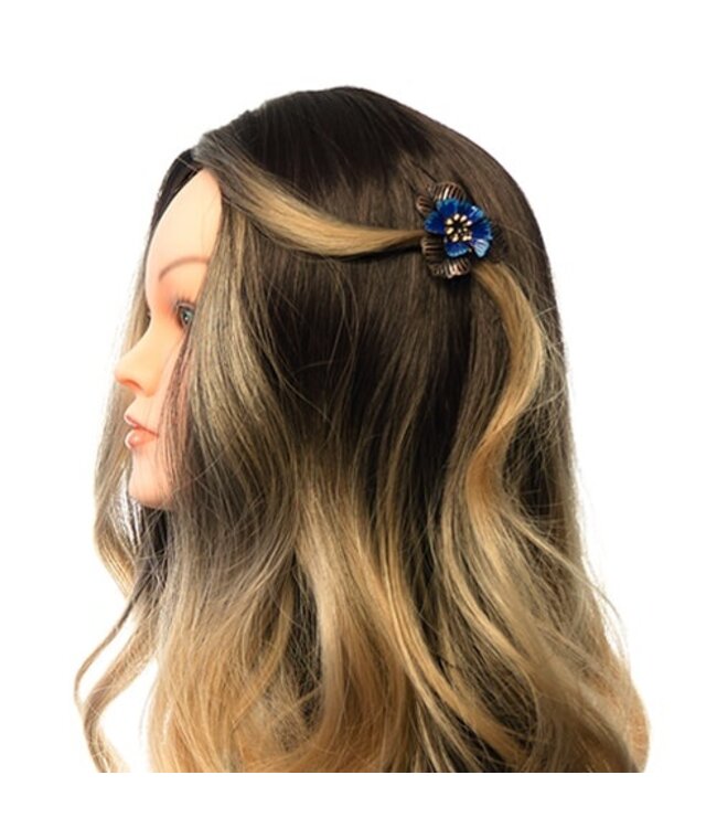 Haarbloem metaal Urban Hippies blauw