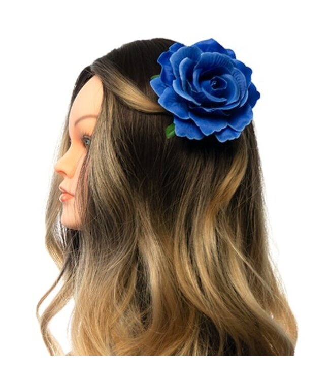 Haarbloem roos L kleur blauw