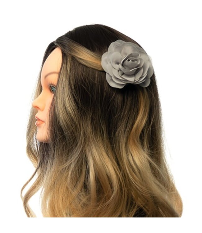 Haarbloem roos grijs op alligator knipje