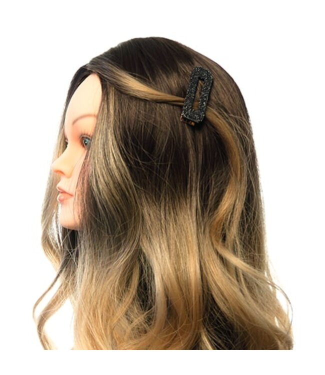 Haarclip rechthoekig zwart glitter