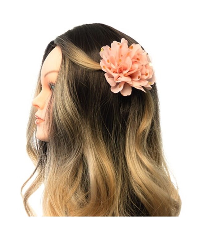 Haarbloem goudkleurige stip roze