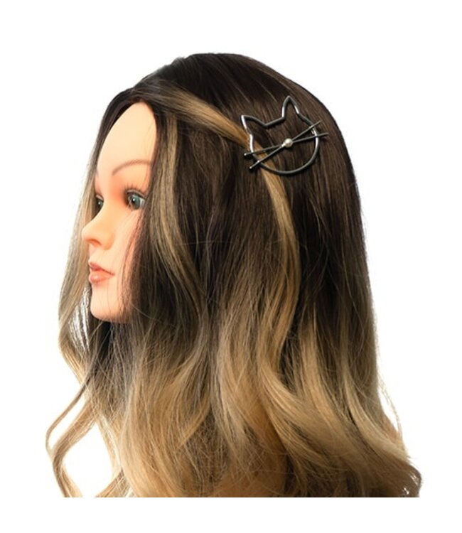 Haarclip luxe zilverkleurig large kat