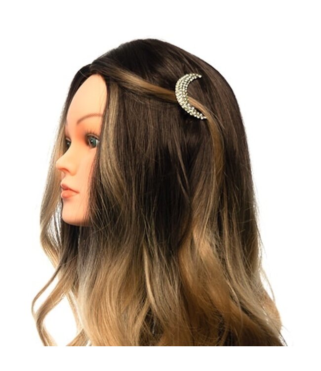 Haarclip halve maan vorm bewerkt met strass steentjes