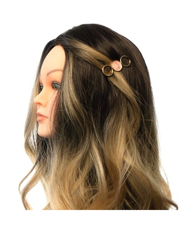 Haarclip goudkleurig cirkels roze