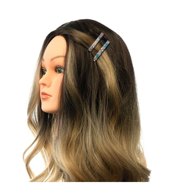 Haarschuifjes marmer blauw roze