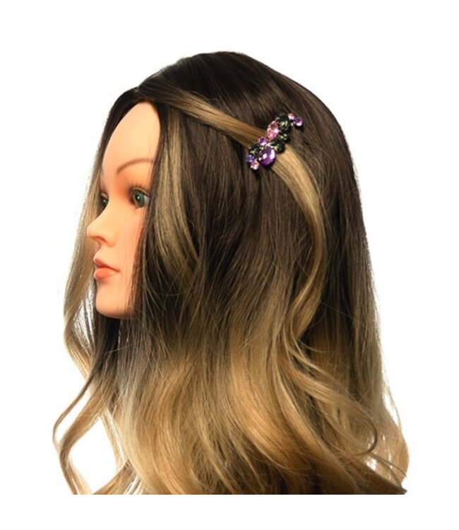 Haarclip luxe zilverkleurig facet roze paars