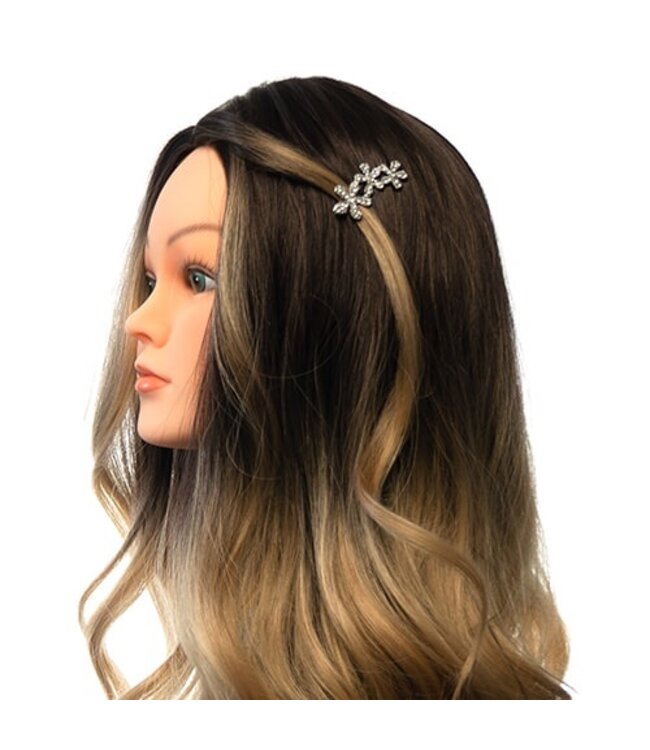 Haarclip luxe met drie bloemen met strass steentjes