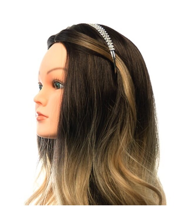 Diadeem zilverkleurig drie banen strass