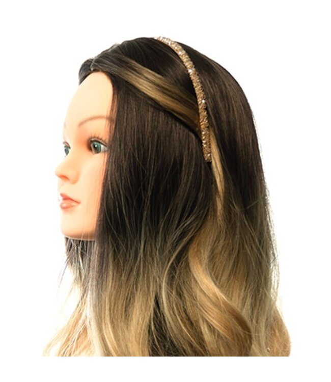 Diadeem met strass kralen kleur crèmekleurig