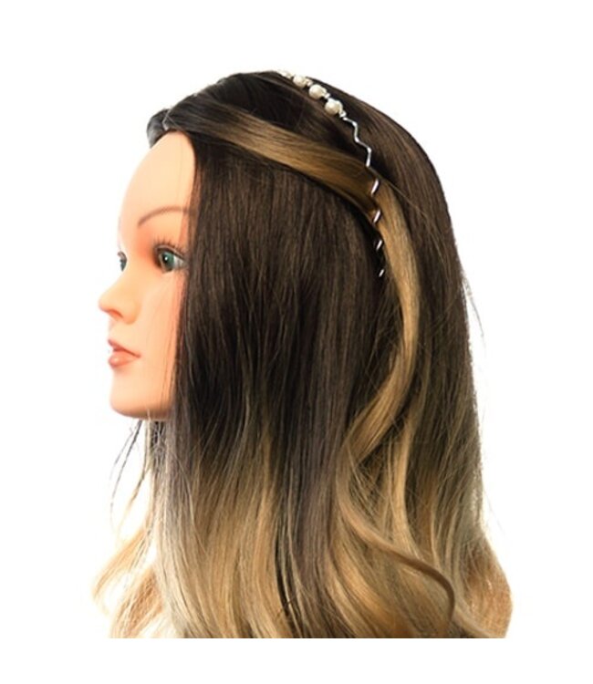 Diadeem met parels en strass steentjes zilverkleurig