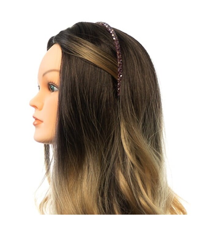Diadeem bewerkt met strass kralen kleur paars