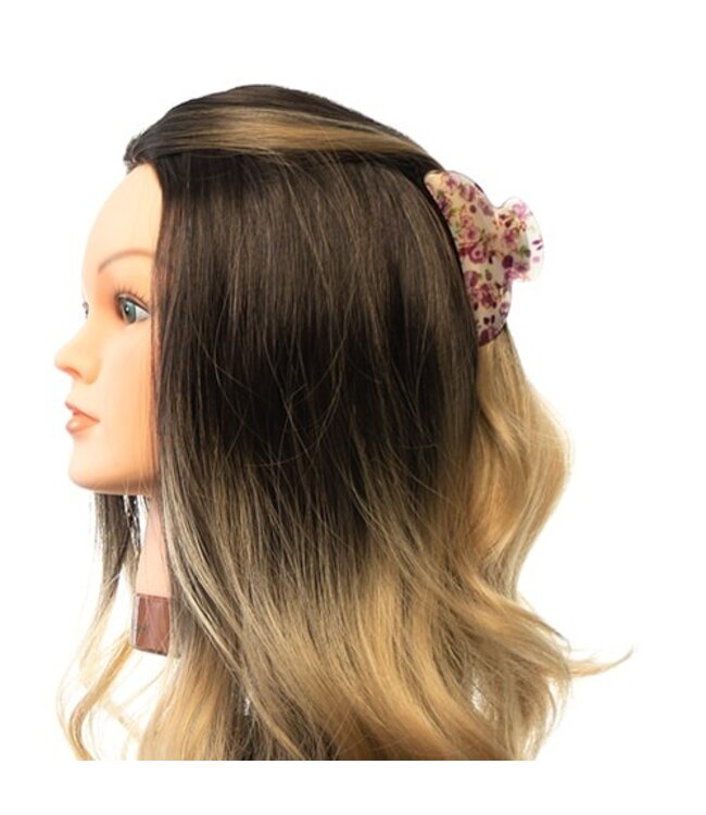 Haarklem bloemenprint goudkleurig large