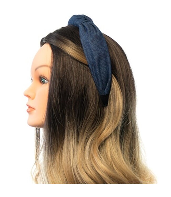 Diadeem spijkerstof look blauw