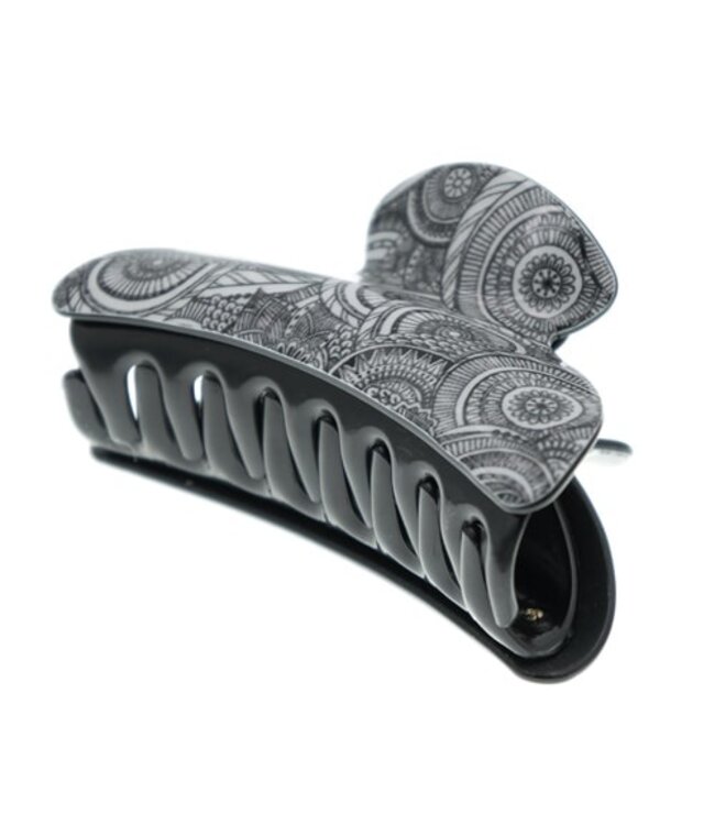 Haarklem zwart wit motief cirkels