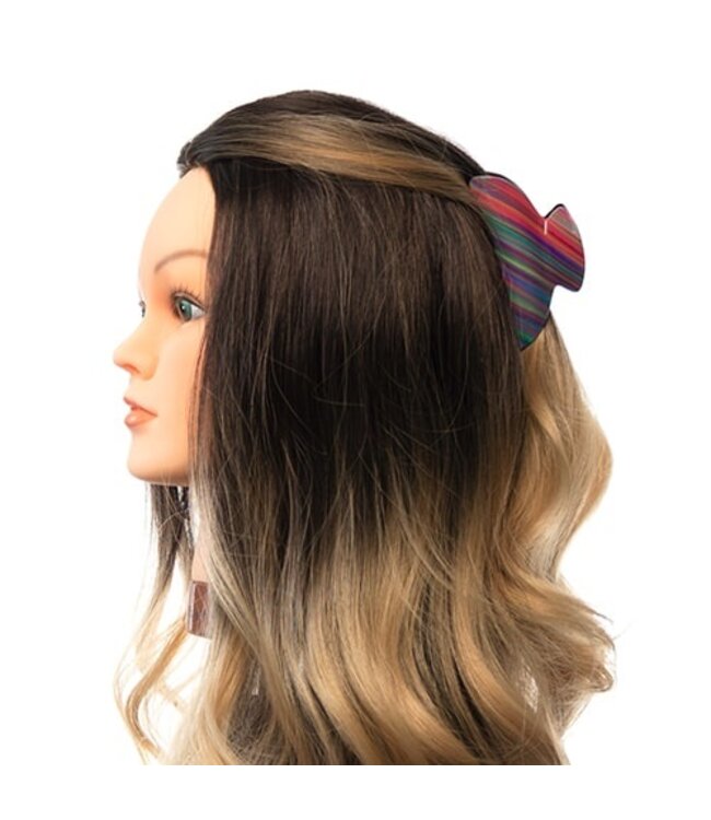 Haarklem strepen blauw/groen