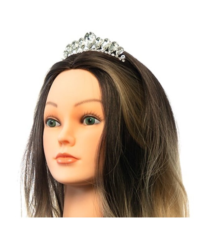 Tiara zilverkleurig mini met haarkam facet